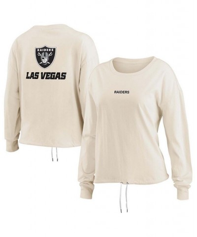 Women's Oatmeal Las Vegas Raiders Long Sleeve Crop Top Shirt Oatmeal $31.34 Tops
