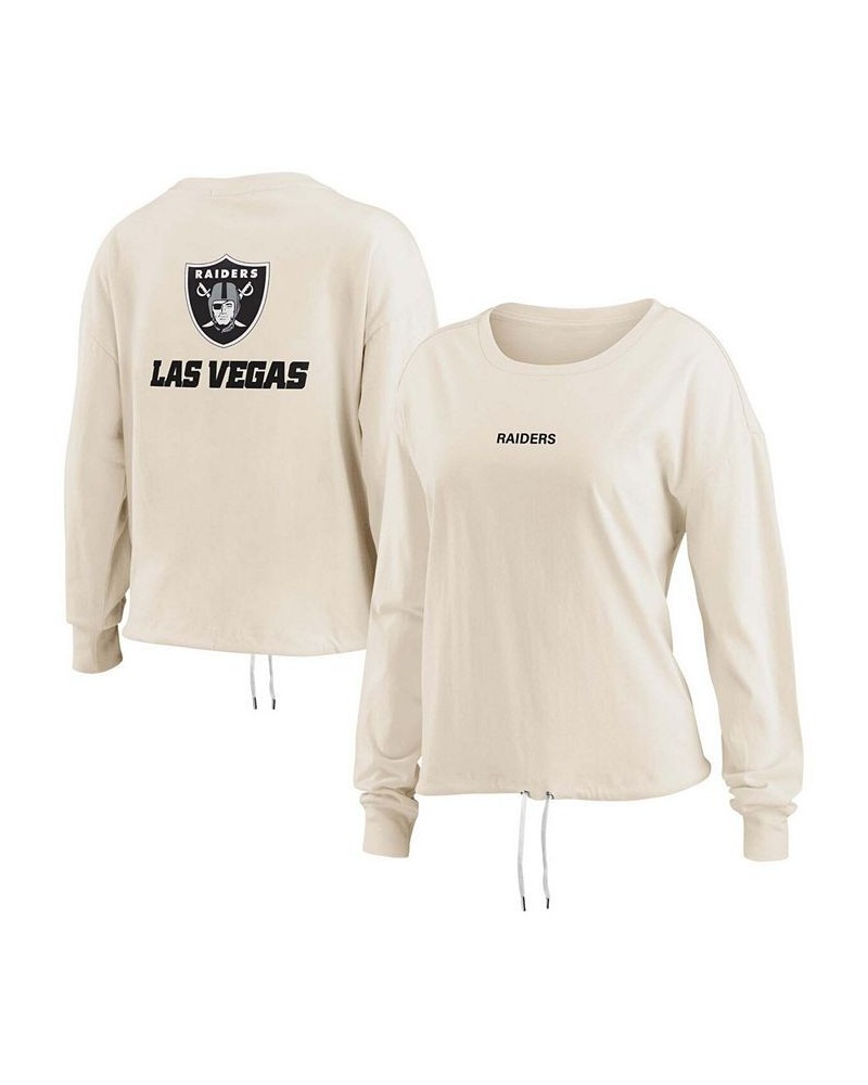 Women's Oatmeal Las Vegas Raiders Long Sleeve Crop Top Shirt Oatmeal $31.34 Tops