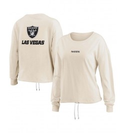 Women's Oatmeal Las Vegas Raiders Long Sleeve Crop Top Shirt Oatmeal $31.34 Tops