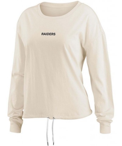 Women's Oatmeal Las Vegas Raiders Long Sleeve Crop Top Shirt Oatmeal $31.34 Tops