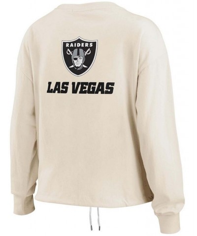 Women's Oatmeal Las Vegas Raiders Long Sleeve Crop Top Shirt Oatmeal $31.34 Tops