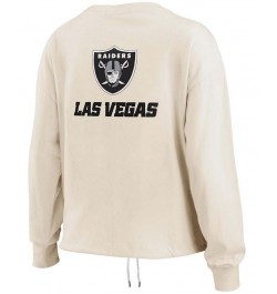 Women's Oatmeal Las Vegas Raiders Long Sleeve Crop Top Shirt Oatmeal $31.34 Tops