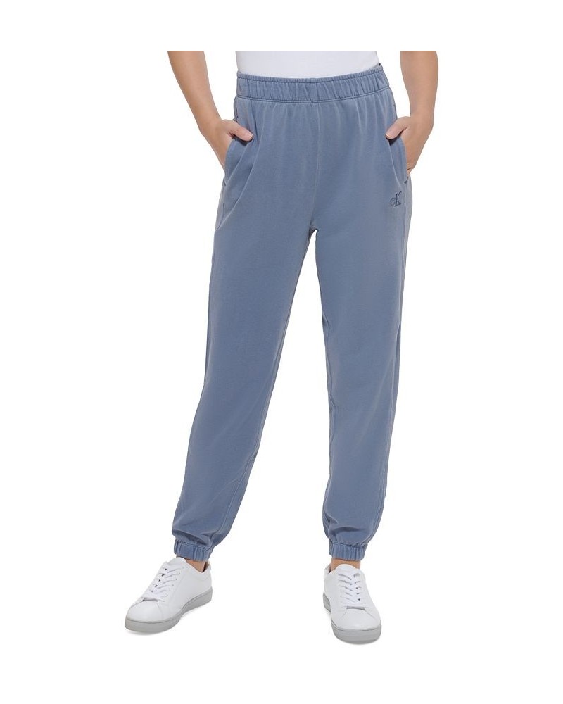 Women's Cotton High-Rise Jogger Pants Blue $22.75 Pants