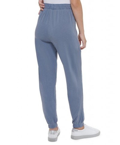 Women's Cotton High-Rise Jogger Pants Blue $22.75 Pants