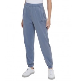 Women's Cotton High-Rise Jogger Pants Blue $22.75 Pants