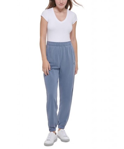 Women's Cotton High-Rise Jogger Pants Blue $22.75 Pants