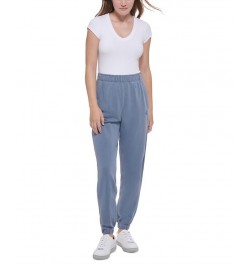 Women's Cotton High-Rise Jogger Pants Blue $22.75 Pants