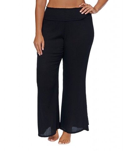 Plus Size Solid Dia Swim Pants Cover-Up Black $32.80 Swimsuits