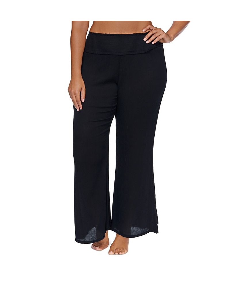 Plus Size Solid Dia Swim Pants Cover-Up Black $32.80 Swimsuits