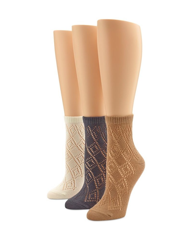 Women's 3-Pk. Diamond Pointelle Ankle Socks Eggshell/whisper White/ginger $13.64 Socks