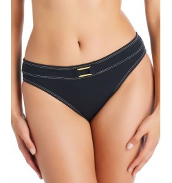 Women's A Fine Line Stitched Buckle-Front Hipster Bikini Bottoms Black $38.25 Swimsuits