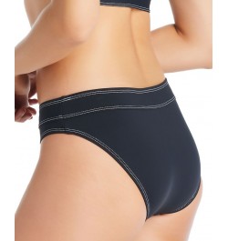 Women's A Fine Line Stitched Buckle-Front Hipster Bikini Bottoms Black $38.25 Swimsuits