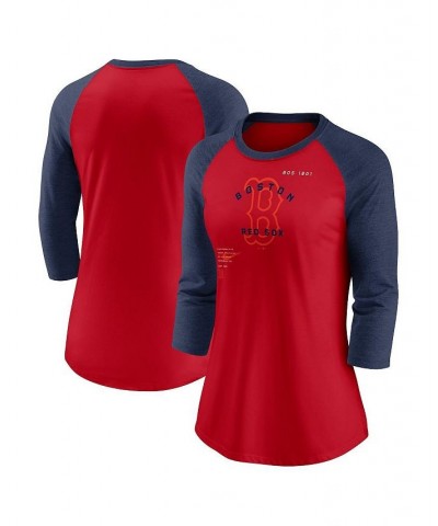 Women's Red Navy Boston Red Sox Next Up Tri-Blend Raglan 3/4-Sleeve T-shirt Red, Navy $25.85 Tops