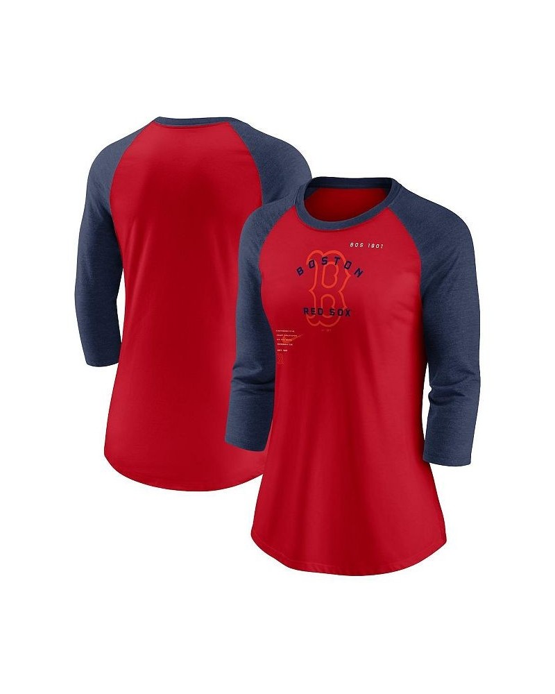 Women's Red Navy Boston Red Sox Next Up Tri-Blend Raglan 3/4-Sleeve T-shirt Red, Navy $25.85 Tops