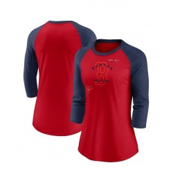 Women's Red Navy Boston Red Sox Next Up Tri-Blend Raglan 3/4-Sleeve T-shirt Red, Navy $25.85 Tops