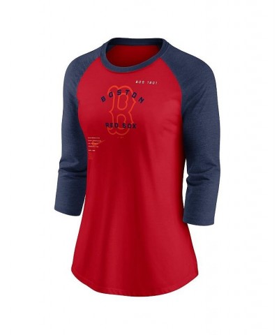 Women's Red Navy Boston Red Sox Next Up Tri-Blend Raglan 3/4-Sleeve T-shirt Red, Navy $25.85 Tops