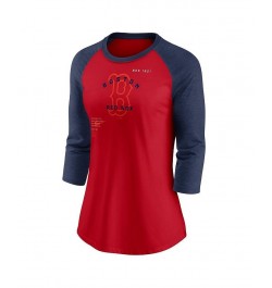 Women's Red Navy Boston Red Sox Next Up Tri-Blend Raglan 3/4-Sleeve T-shirt Red, Navy $25.85 Tops