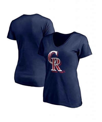 Women's Navy Colorado Rockies Red White & Team V-Neck T-shirt Navy $22.39 Tops