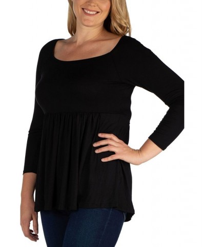 Women's Plus Size Classic Long Sleeves Tunic Top Purple $30.82 Tops