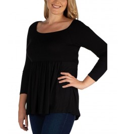 Women's Plus Size Classic Long Sleeves Tunic Top Purple $30.82 Tops