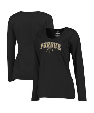 Women's Black Purdue Boilermakers Campus Long Sleeve T-shirt Black $16.95 Tops