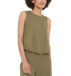 Women's Round-Neck Back-Slit Tank Top Woodland Green $12.91 Tops