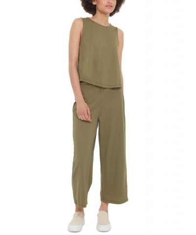 Women's Round-Neck Back-Slit Tank Top Woodland Green $12.91 Tops