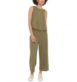 Women's Round-Neck Back-Slit Tank Top Woodland Green $12.91 Tops