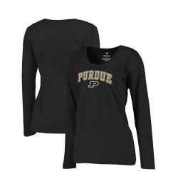 Women's Black Purdue Boilermakers Campus Long Sleeve T-shirt Black $16.95 Tops