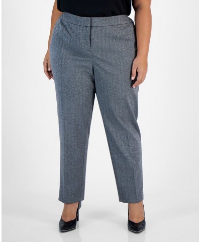 Plus Size Shimmer Herringbone Ankle Pants Silver Combo $29.98 Pants