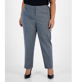 Plus Size Shimmer Herringbone Ankle Pants Silver Combo $29.98 Pants