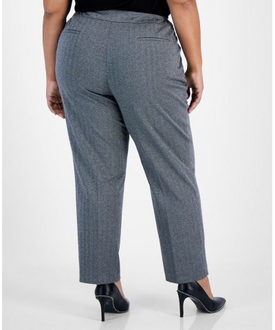 Plus Size Shimmer Herringbone Ankle Pants Silver Combo $29.98 Pants