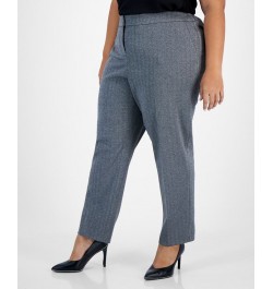 Plus Size Shimmer Herringbone Ankle Pants Silver Combo $29.98 Pants