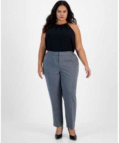 Plus Size Shimmer Herringbone Ankle Pants Silver Combo $29.98 Pants