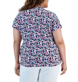 Plus Size Confetti-Print V-Neck Short-Sleeve Top Lily White $27.60 Tops