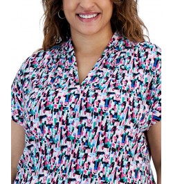 Plus Size Confetti-Print V-Neck Short-Sleeve Top Lily White $27.60 Tops