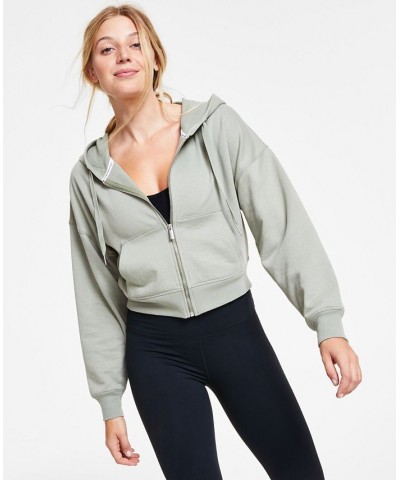 Women's Drop-Shoulder Zippered Hoodie Lime Mint $18.80 Tops