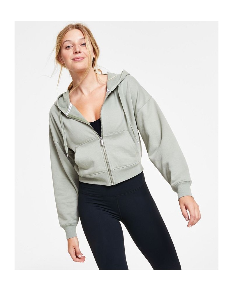 Women's Drop-Shoulder Zippered Hoodie Lime Mint $18.80 Tops