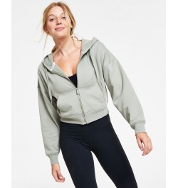 Women's Drop-Shoulder Zippered Hoodie Lime Mint $18.80 Tops