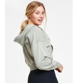 Women's Drop-Shoulder Zippered Hoodie Lime Mint $18.80 Tops