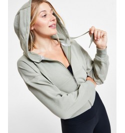 Women's Drop-Shoulder Zippered Hoodie Lime Mint $18.80 Tops