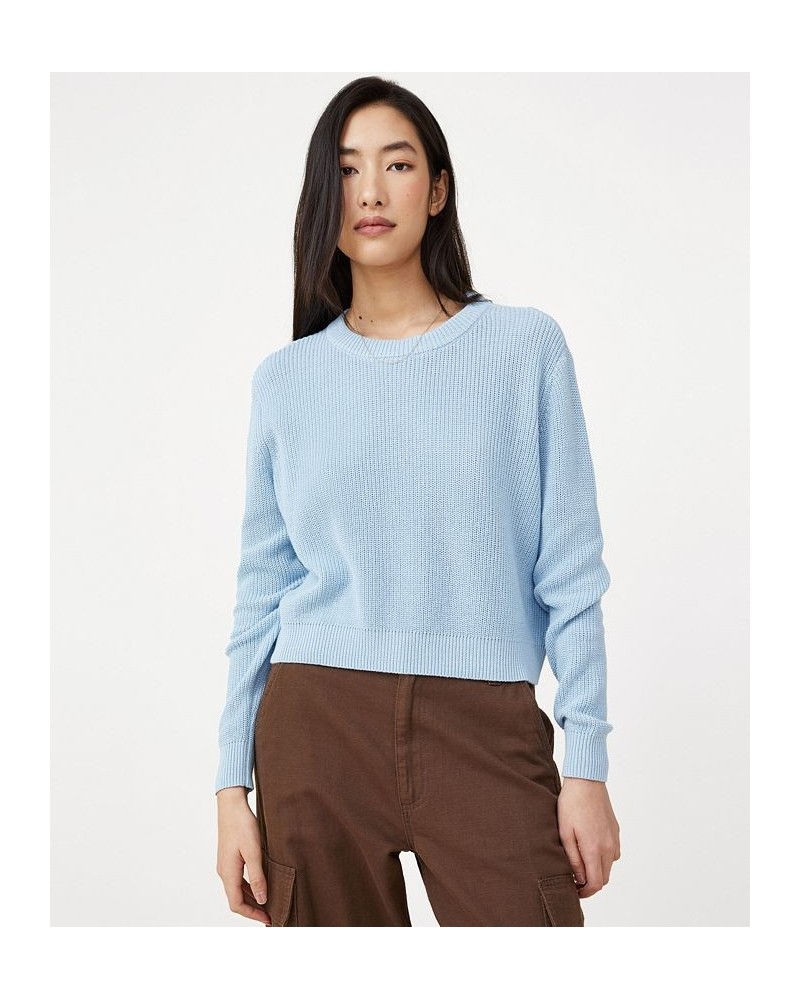Women's Everyday Rib Crop Pullover Sweater Lakeside Blue $21.60 Tops