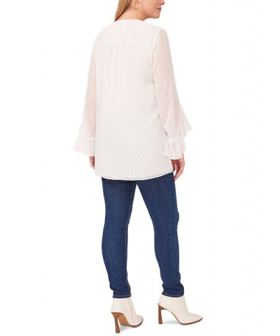 Plus Size Textured Flutter-Sleeve Top Ivory/Cream $24.99 Tops