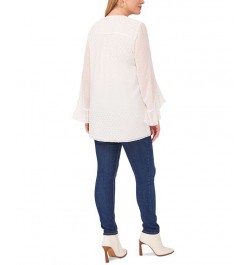 Plus Size Textured Flutter-Sleeve Top Ivory/Cream $24.99 Tops