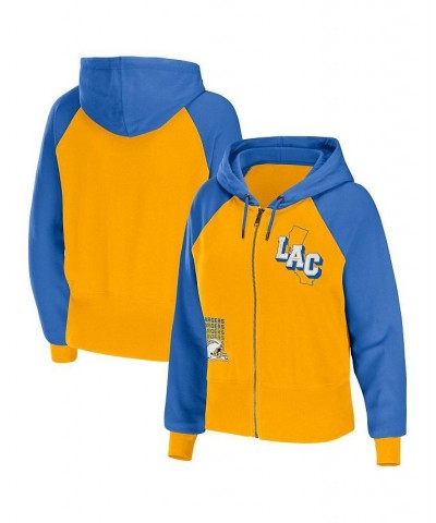 Women's Gold Los Angeles Chargers Colorblock Full-Zip Hoodie Gold $31.20 Sweatshirts