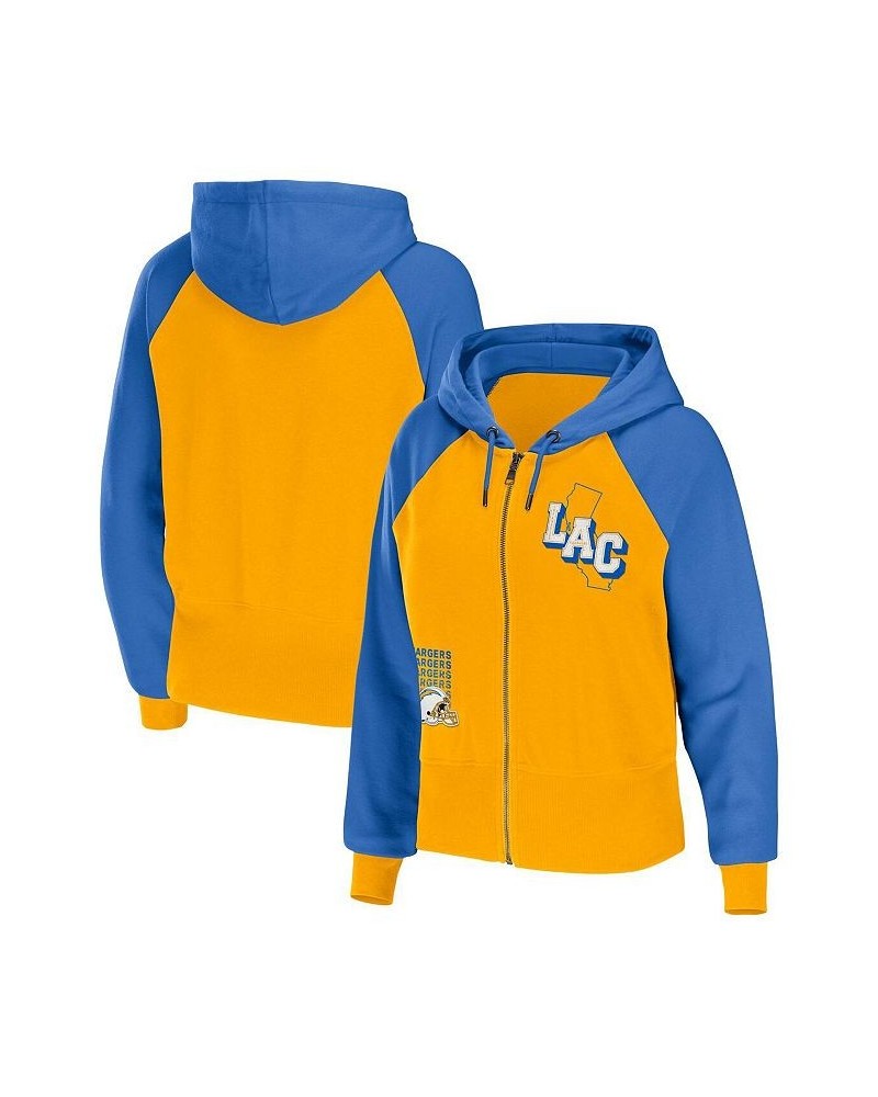 Women's Gold Los Angeles Chargers Colorblock Full-Zip Hoodie Gold $31.20 Sweatshirts