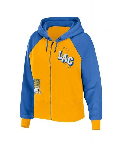 Women's Gold Los Angeles Chargers Colorblock Full-Zip Hoodie Gold $31.20 Sweatshirts