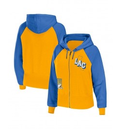 Women's Gold Los Angeles Chargers Colorblock Full-Zip Hoodie Gold $31.20 Sweatshirts