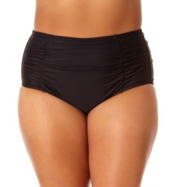 Plus Size Shirred-Front High-Waist Bottoms Rich Black $16.80 Swimsuits