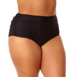 Plus Size Shirred-Front High-Waist Bottoms Rich Black $16.80 Swimsuits